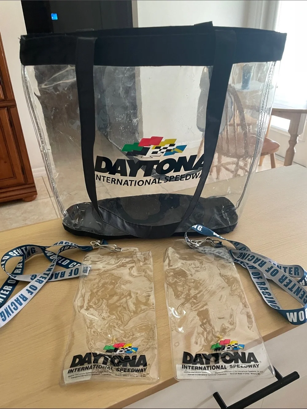 Nascar - Daytona International Speedway Clear tote bag w/2 plastic ticket holder